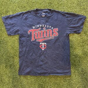 Y2K MLB Minnesota Twins Navy Mens Medium Graphic Logo Tee Shirt CSA 100% Cotton